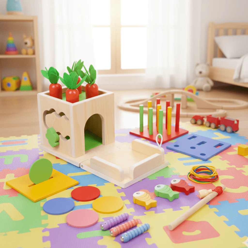 ActivityCube - Montessori toy box with 8 learning activities for babies