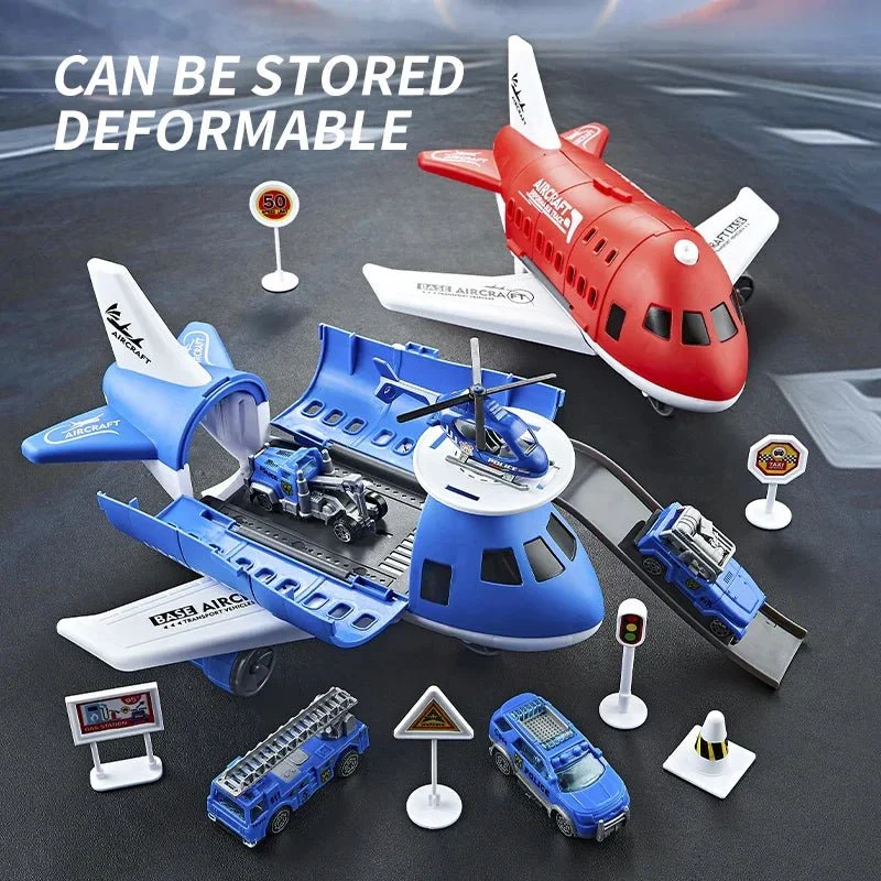 AEROTOWN – Inertial Airplane & Vehicle Playset with Helicopter and Road Signs for Children - Image 6