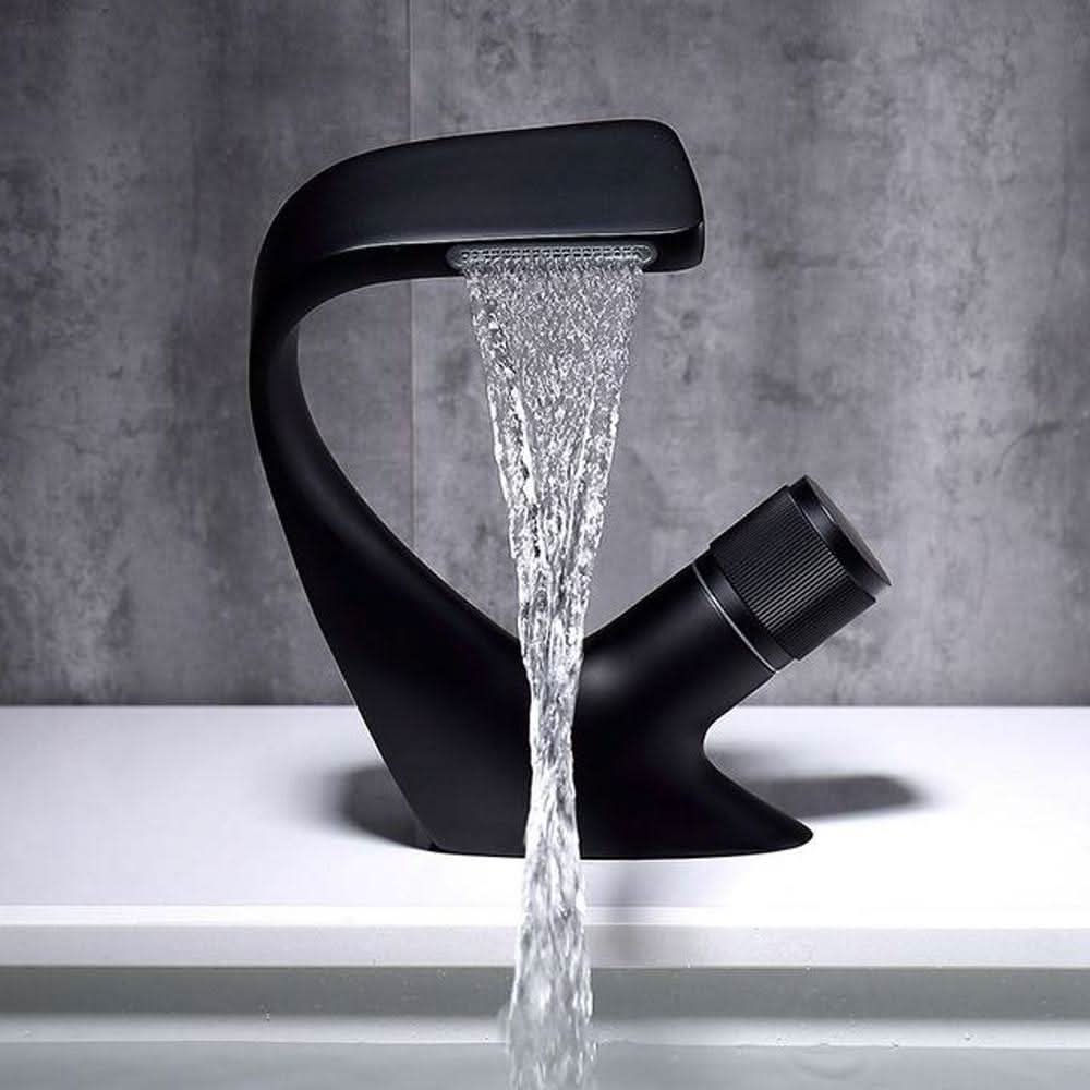 AQUACASCADE Basin Tap - Modern brass waterfall basin tap for luxurious bathroom design - Image 2