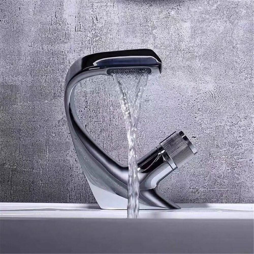 AQUACASCADE Basin Tap - Modern brass waterfall basin tap for luxurious bathroom design - Image 5