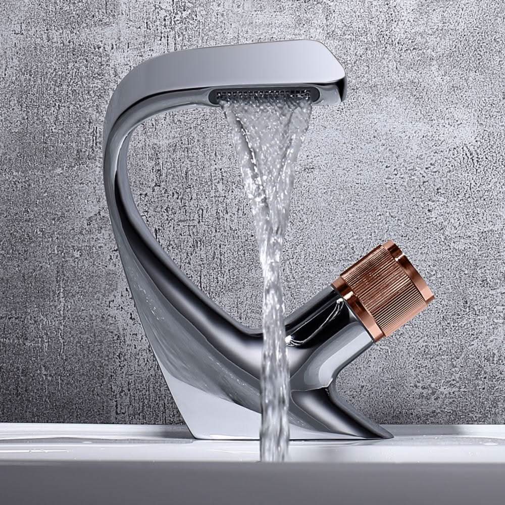 AQUACASCADE Basin Tap - Modern brass waterfall basin tap for luxurious bathroom design - Image 6