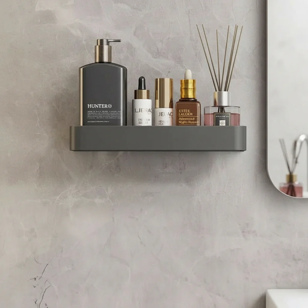 AquaShelf - Elegant wall shelf for the bathroom with towel rail & drill-free installation