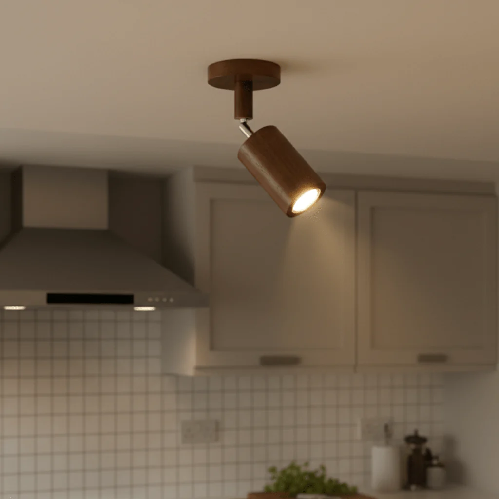 ARCBEAM – Minimalist solid wood LED ceiling lamp with adjustable light direction