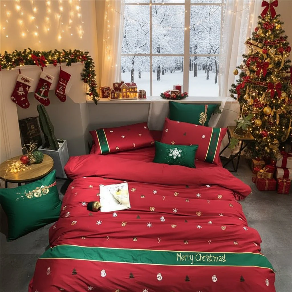 ARCTICTHREAD – Christmas bedding set made from 100% Egyptian cotton with cool percale weave - Image 6
