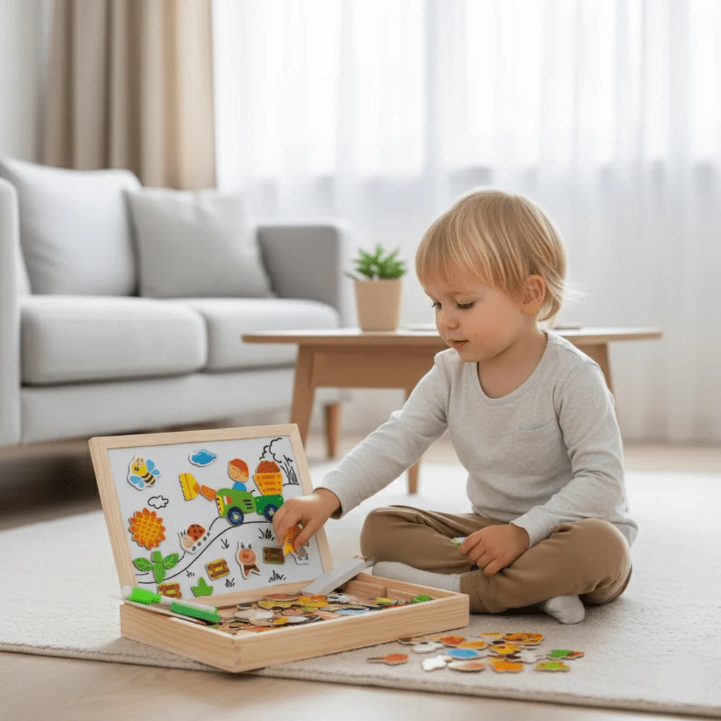 ARTIBLOX – 2-in-1 Montessori Drawing Board with Magnetic Board & Chalkboard for Children - Image 2
