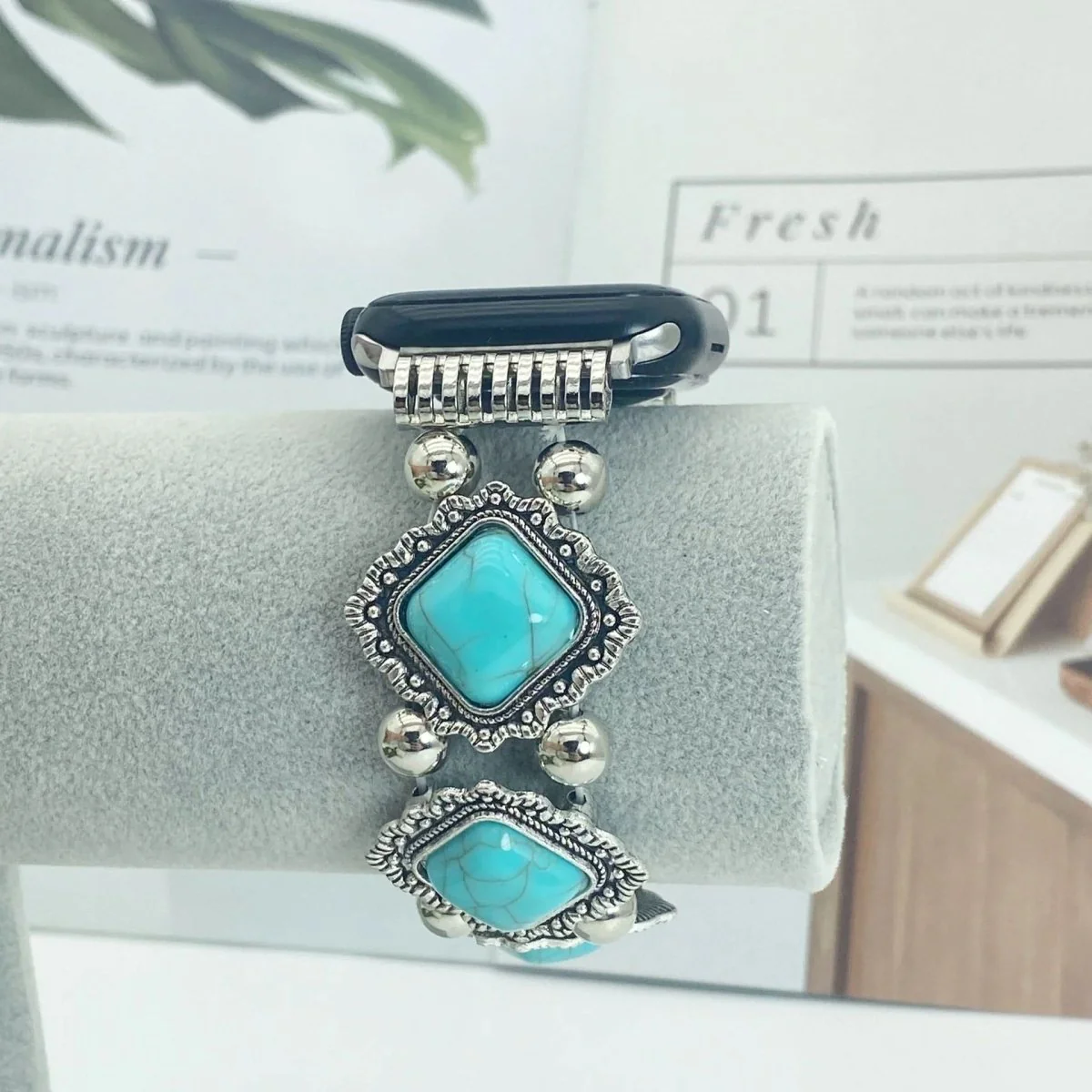 Azurelle – Boho-Chic Bracelet for Smartwatches with Noble Turquoise Detail - Image 4