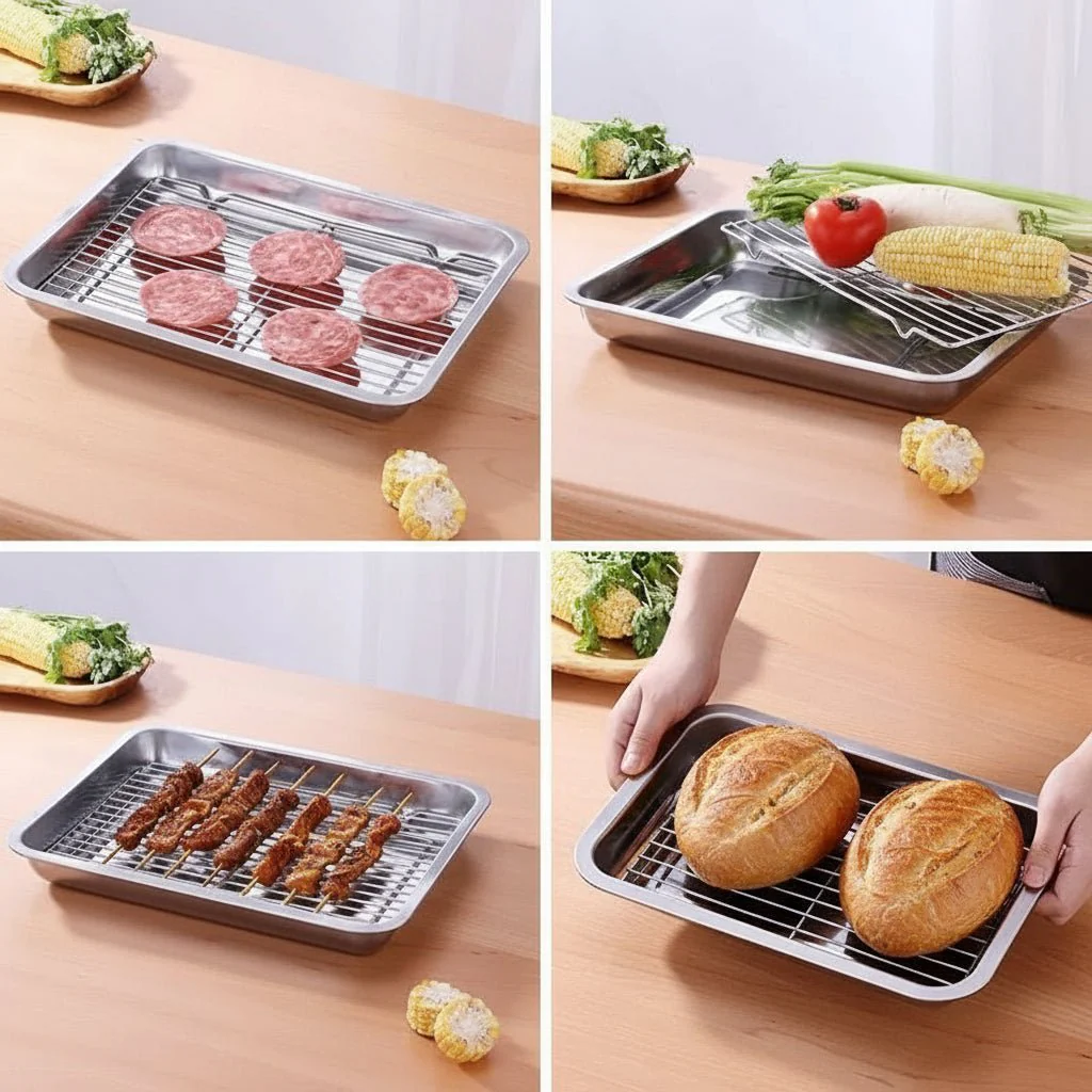 BAKESMART – Stainless Steel Baking Sheet Set with Removable Cooling Rack - Image 6