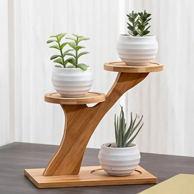 BAMBOZEN – Minimalist Bamboo Stand with 2 Levels for Living and Work Areas