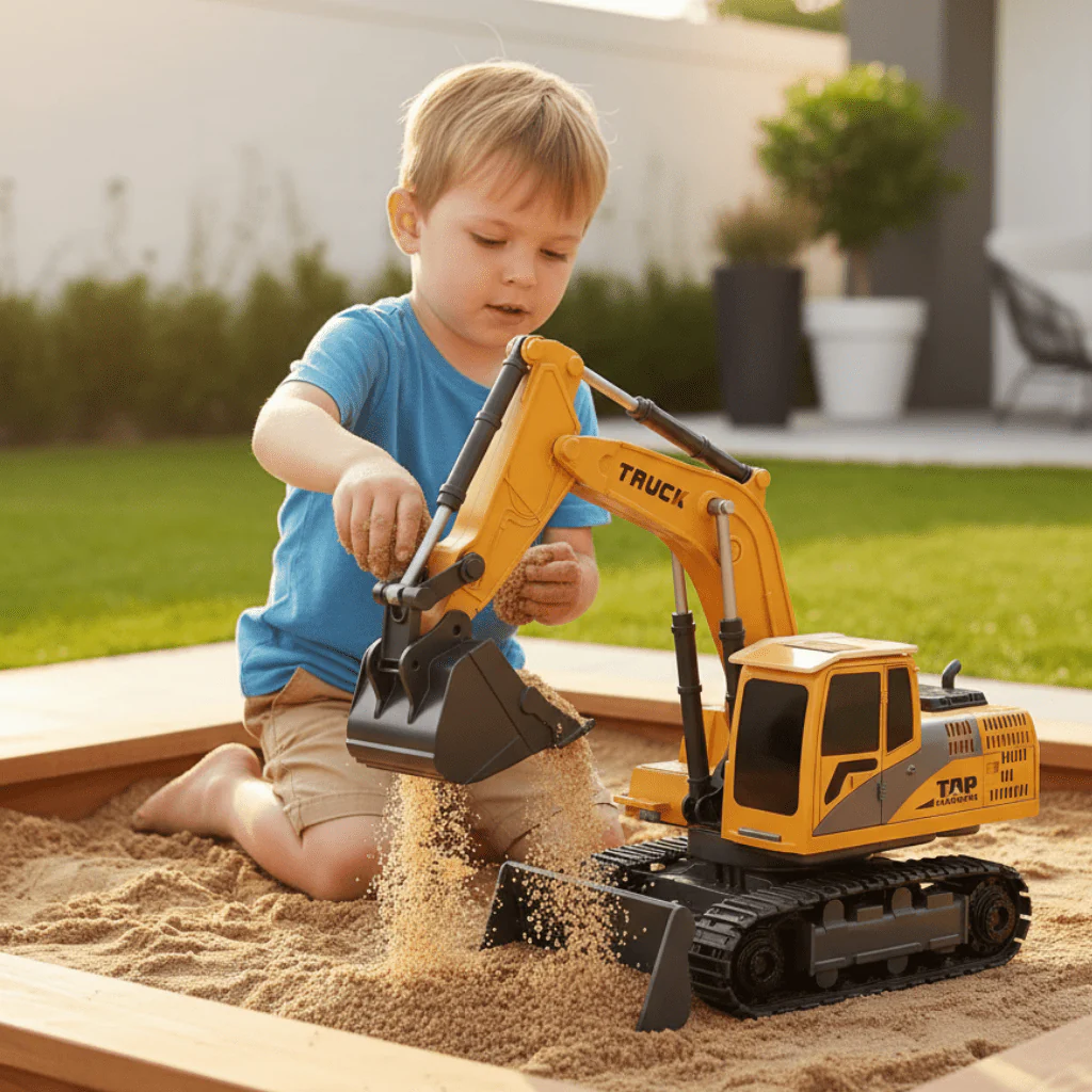 BAUPOWER – Remote-controlled excavator made of metal alloy with light and sound effects - Image 2