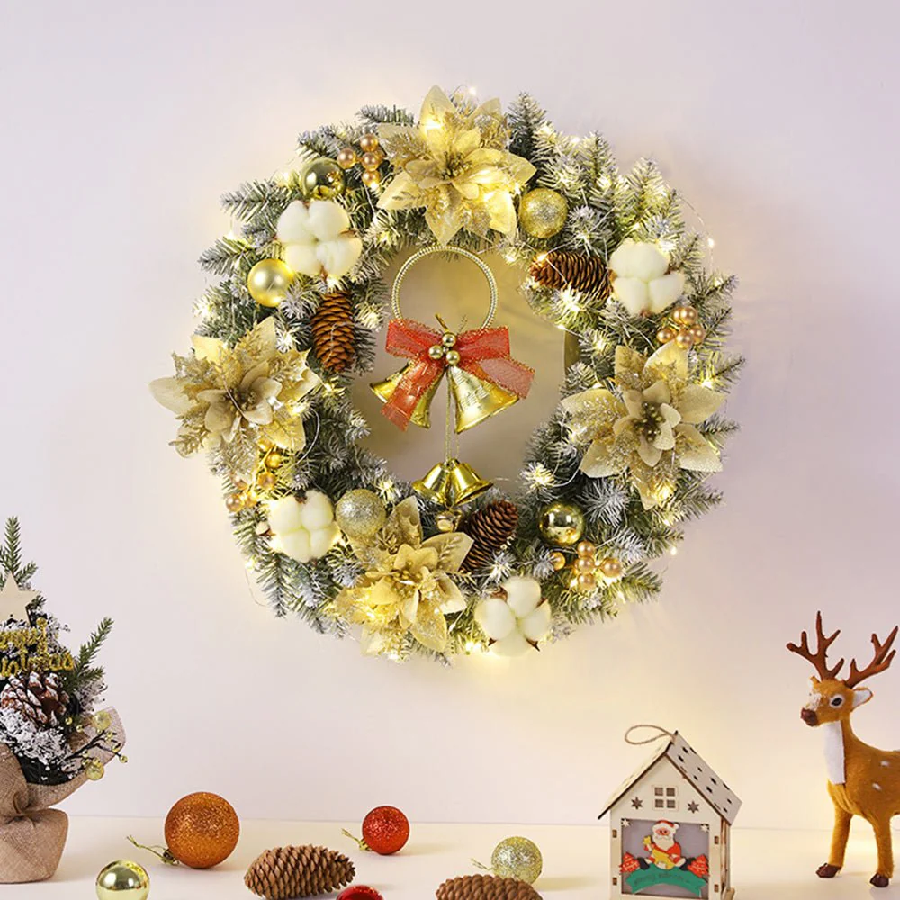 BELLORA – Classic LED Christmas Wreath with Bells and Golden Shine - Image 10