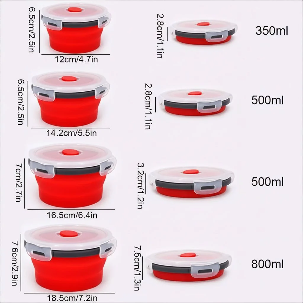BENTOSTORE – Foldable Silicone Bento Lunchbox Set, Portable Food Container with Leak-Proof Lid - Image 5