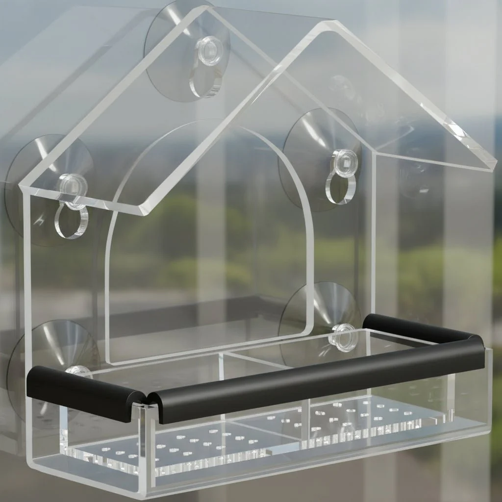 BIRDVISTA – Acrylic Window Bird Feeder with Strong Suction Cups for Close Observation - Image 4