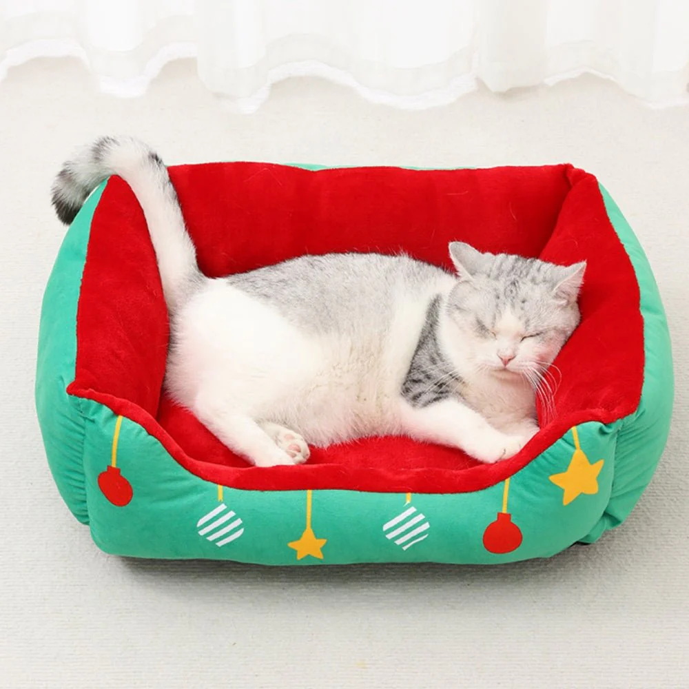 BLITZENNAP – Semi-closed dog and cat bed with Christmas motif and non-slip bottom - Image 3