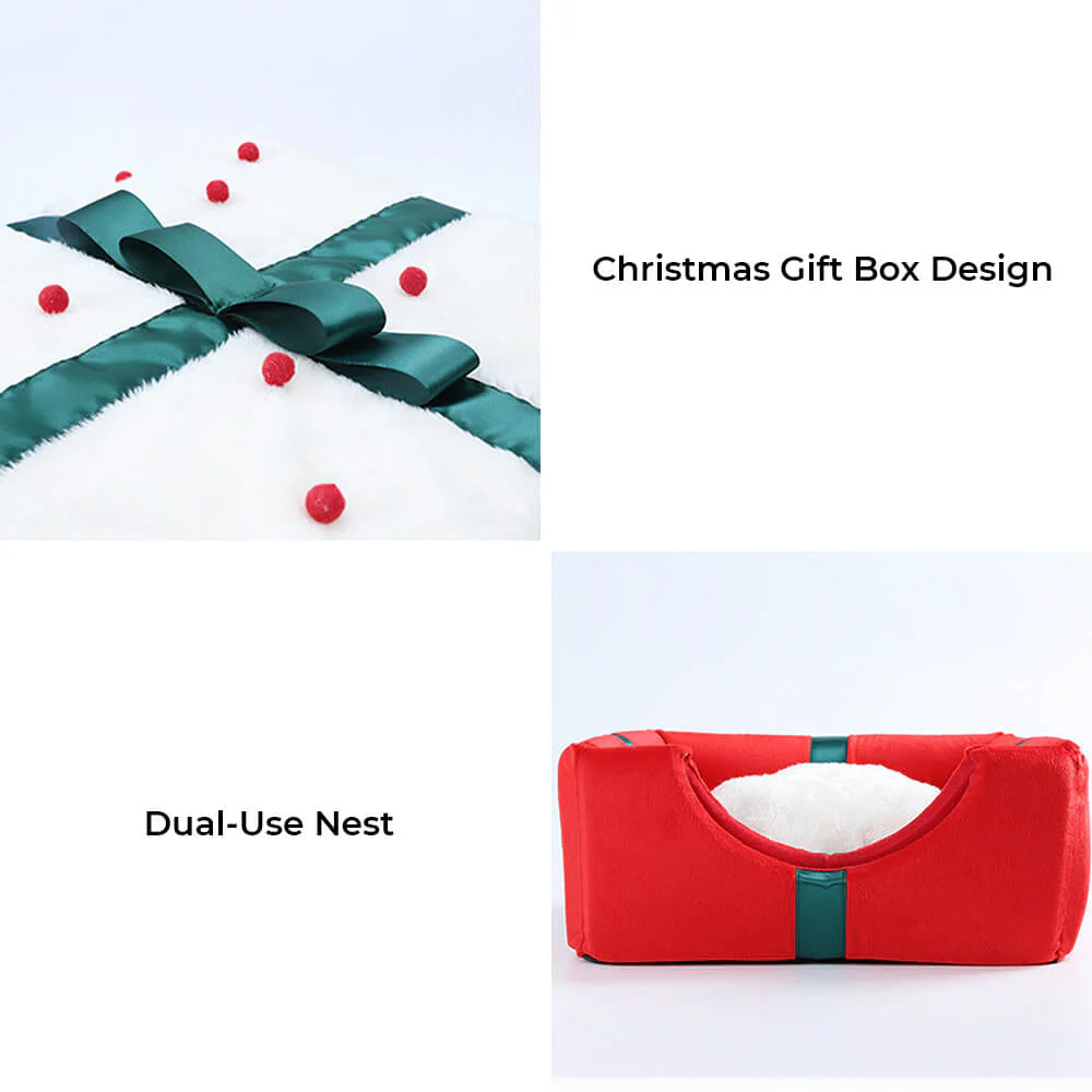 BLITZENNAP – Semi-closed dog and cat bed with Christmas motif and non-slip bottom - Image 4