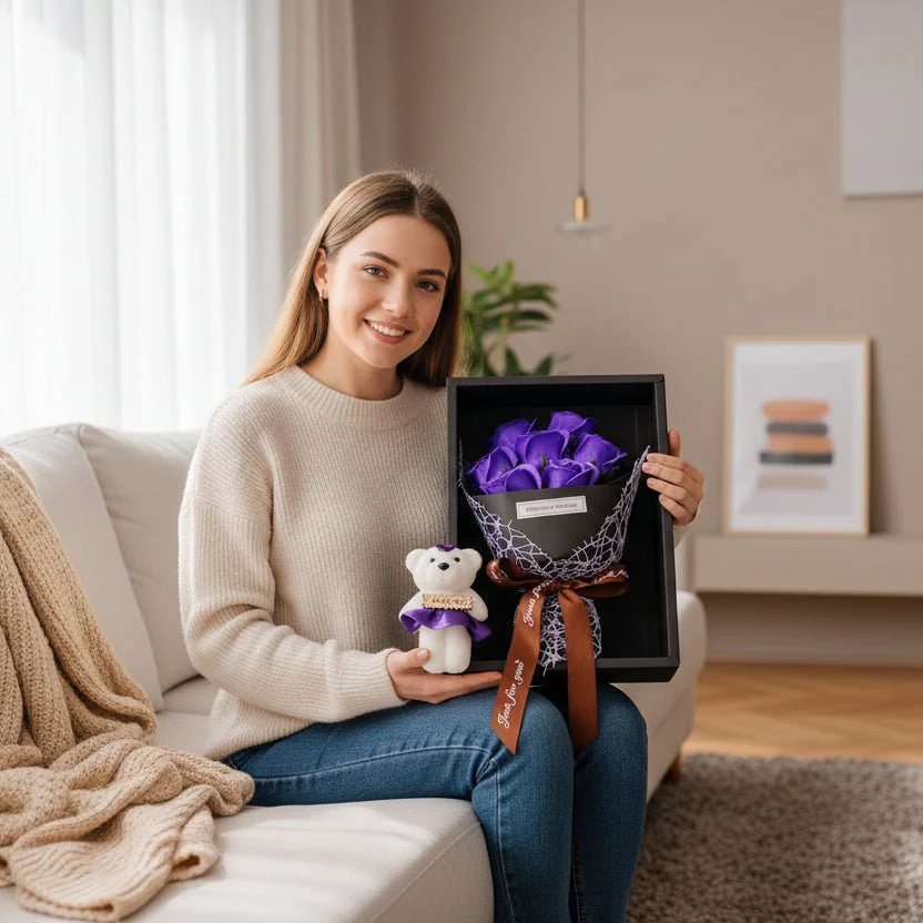 BLOOMSTYLE – Artificial Rose Bouquet with 7 Heads for Modern Home Decoration - Image 2