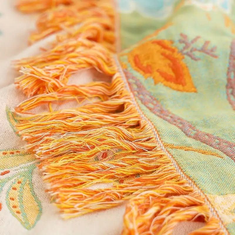 Boho-Chic – Cotton Throw Blanket with Floral Pattern - Image 5