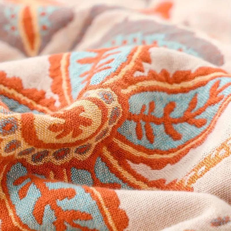 Boho-Chic – Cotton Throw Blanket with Floral Pattern - Image 7