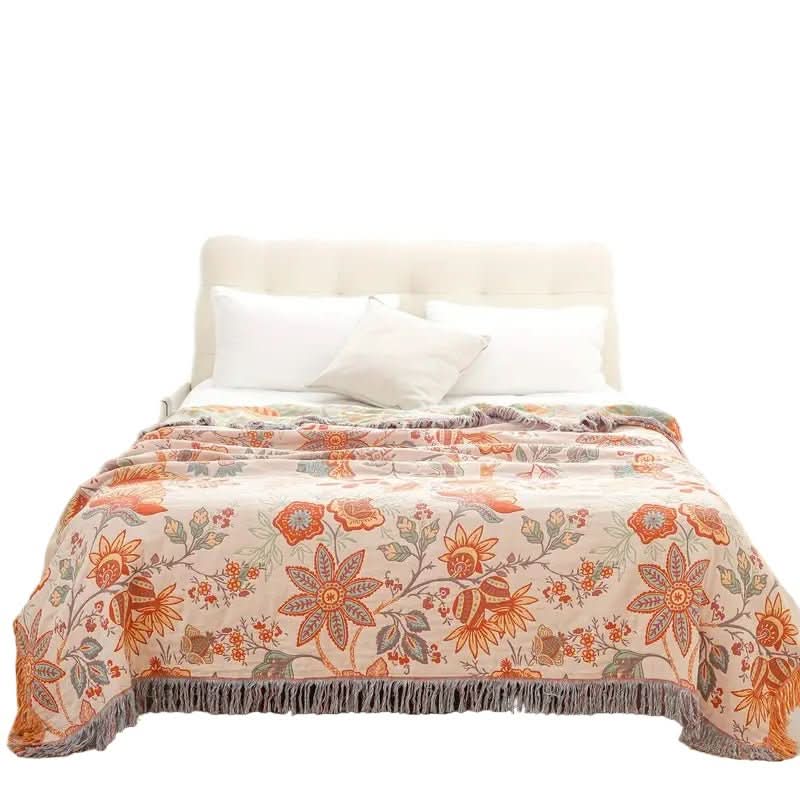 Boho-Chic – Cotton Throw Blanket with Floral Pattern - Image 9