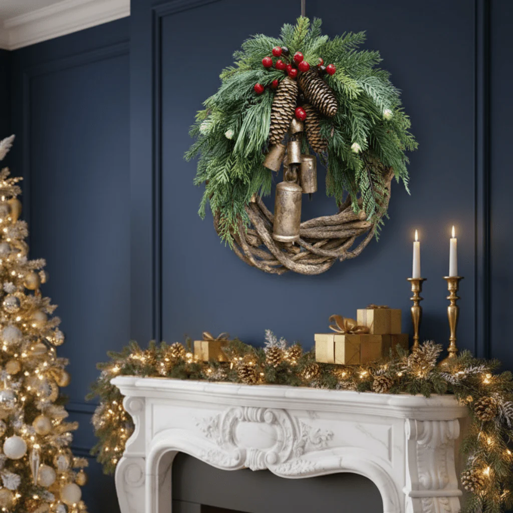 BOHOGLOW – Cozy Christmas wreath with natural bells and wooden accents - Image 8