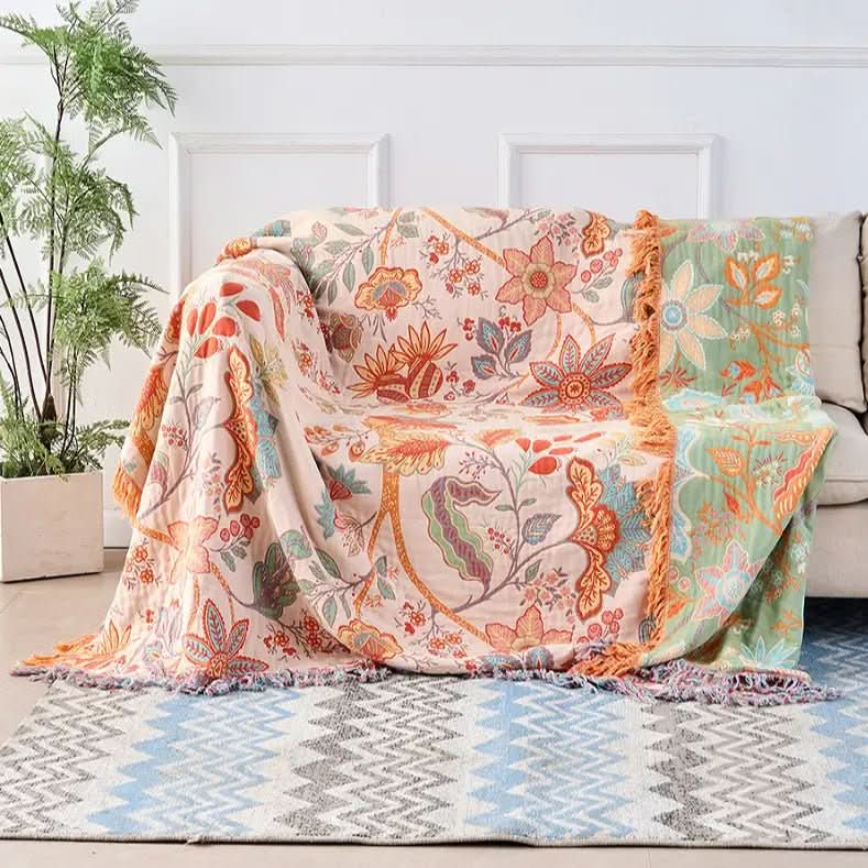 BohoWeave – Cotton Reversible Blanket with Jacquard Pattern - Image 2