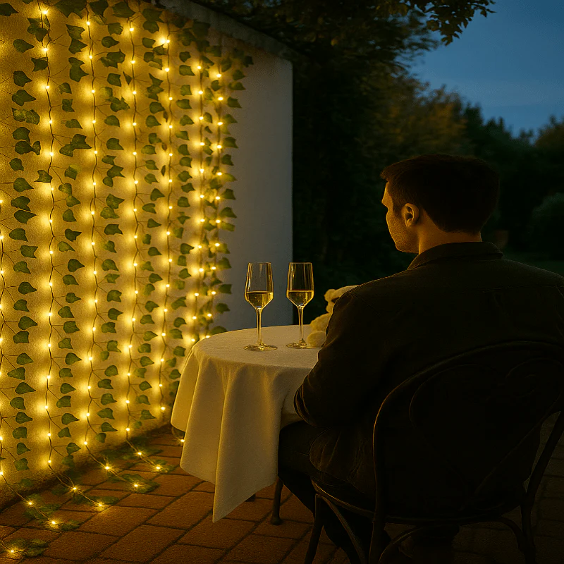 BOTALUX – Elegant green LED leaf-shaped string lights (battery operated) - Image 4