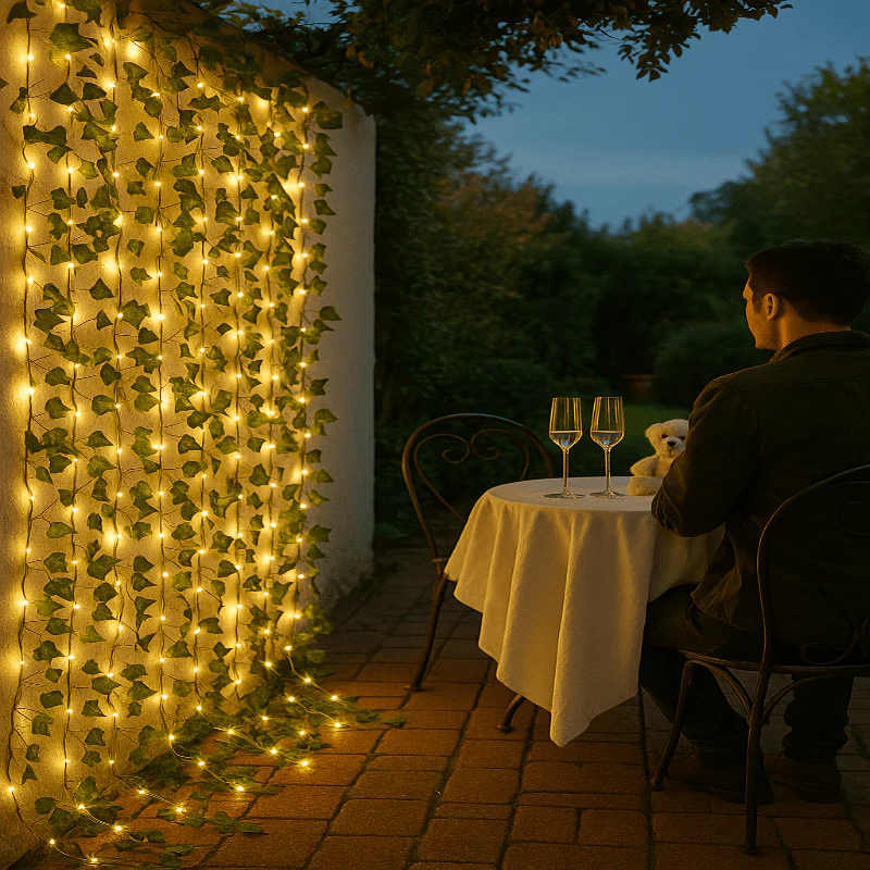 BOTALUX – Elegant green LED leaf-shaped string lights (battery operated) - Image 5