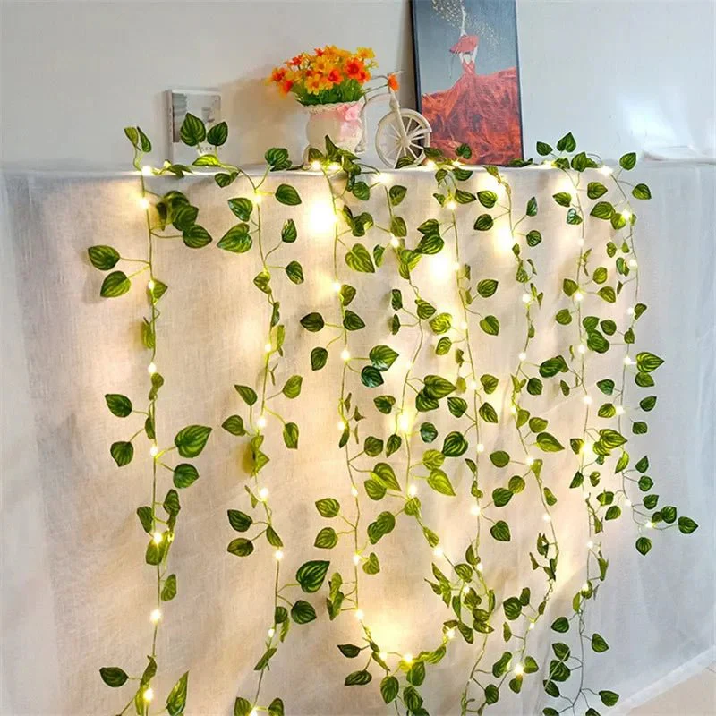BOTALUX – Elegant green LED leaf-shaped string lights (battery operated) - Image 9