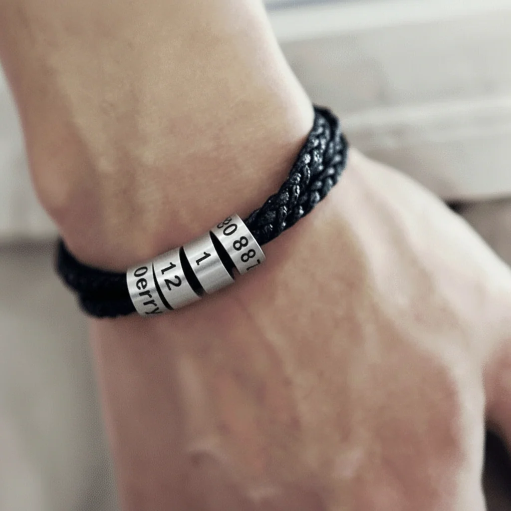BRANIVO – Men's braided bracelet with personalized name beads - Image 5