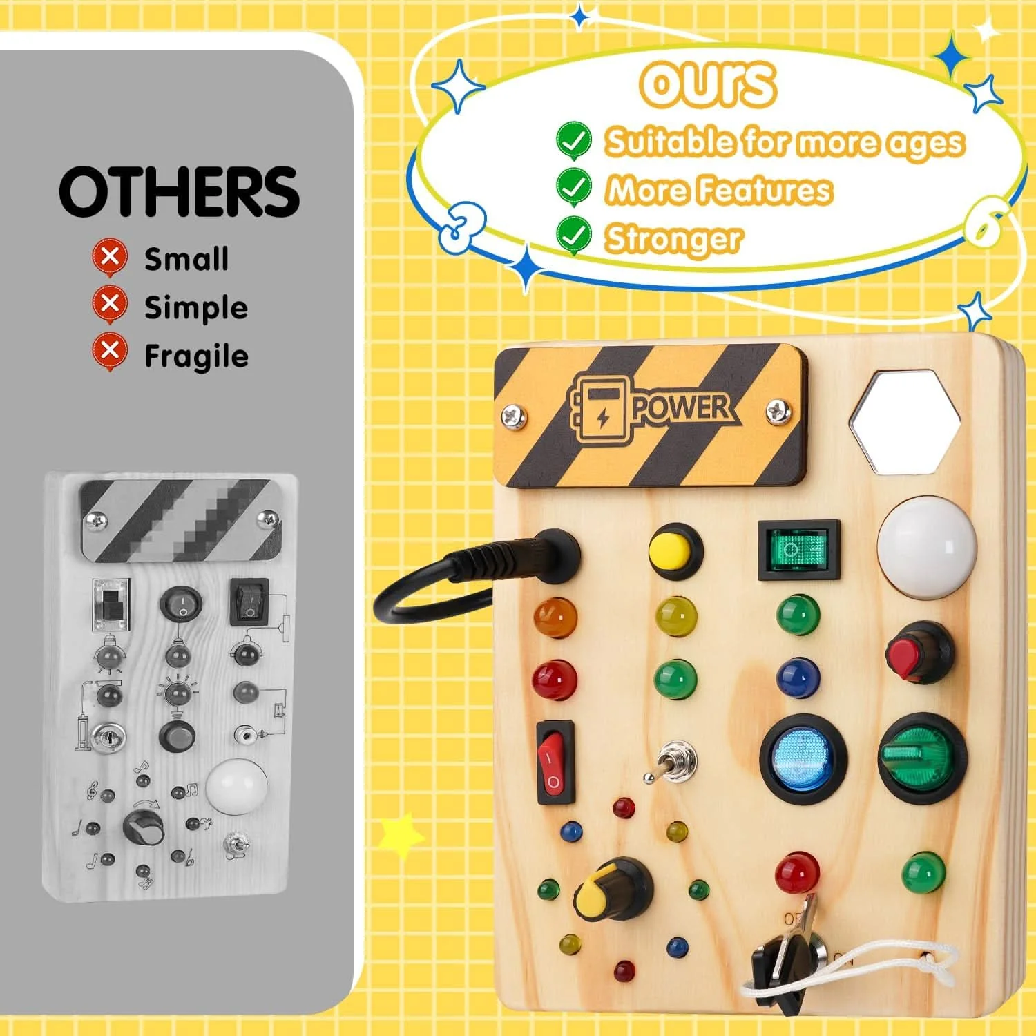 BrightStart Montessori Board - Educational toy with LEDs & switches for toddlers - Image 3