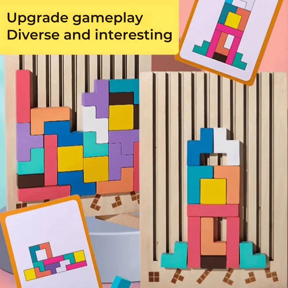 BRIQLEARN – Montessori Wooden Tetris for Creative Stacking and Logic Training - Image 3