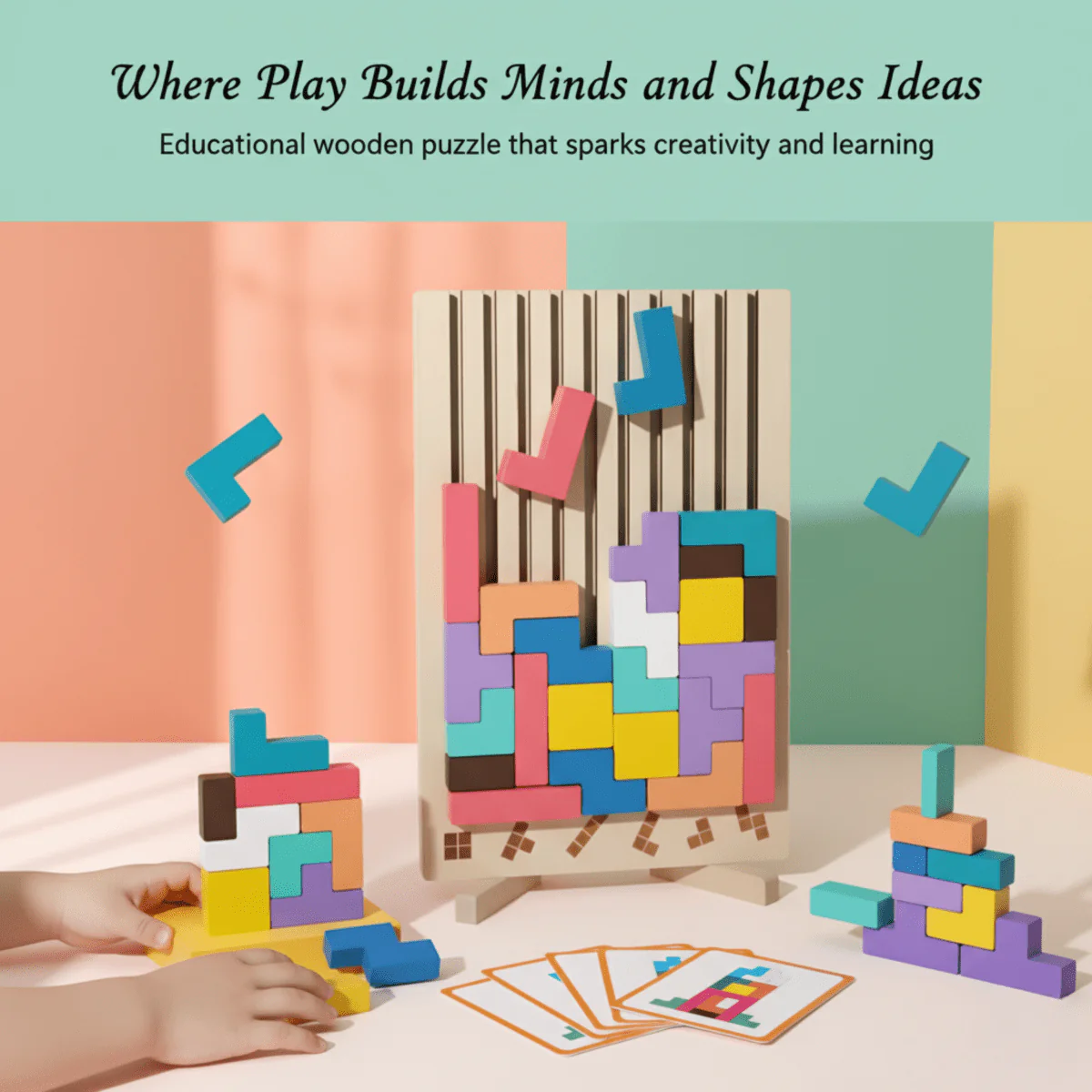 BRIQLEARN – Montessori Wooden Tetris for Creative Stacking and Logic Training - Image 4