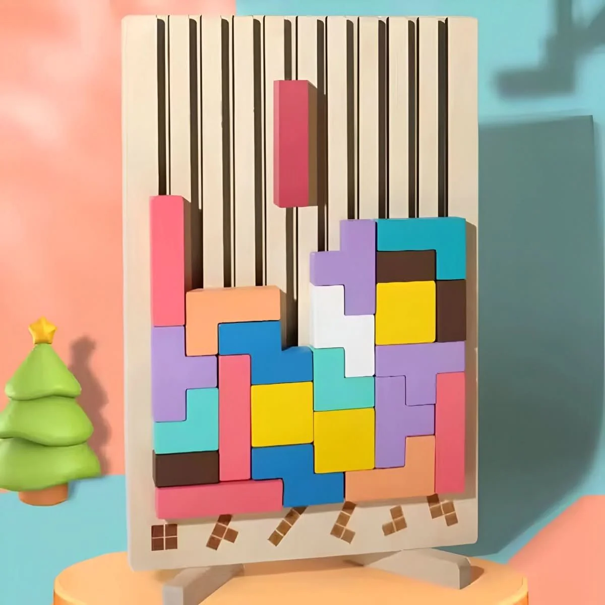 BRIQLEARN – Montessori Wooden Tetris for Creative Stacking and Logic Training - Image 6