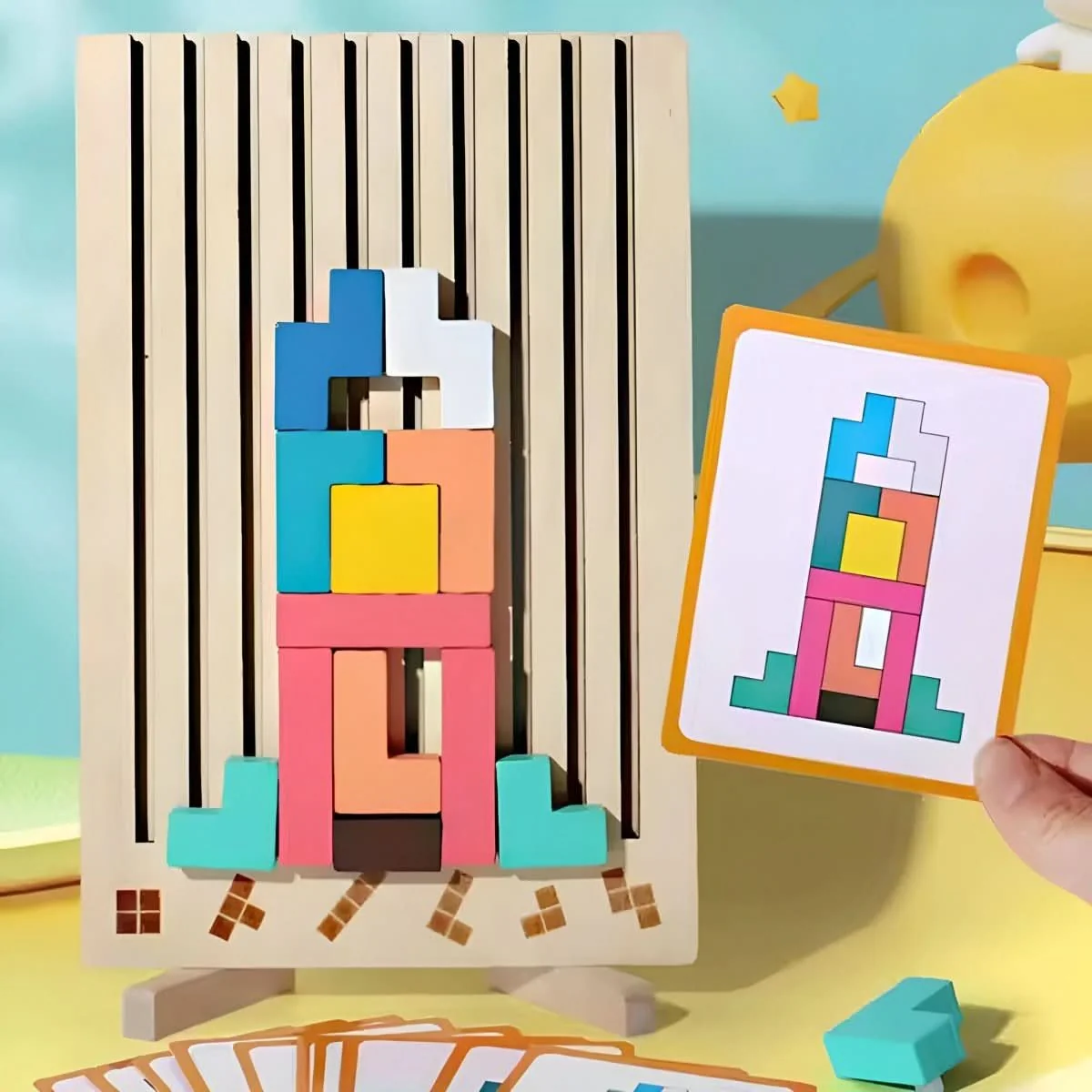 BRIQLEARN – Montessori Wooden Tetris for Creative Stacking and Logic Training - Image 7