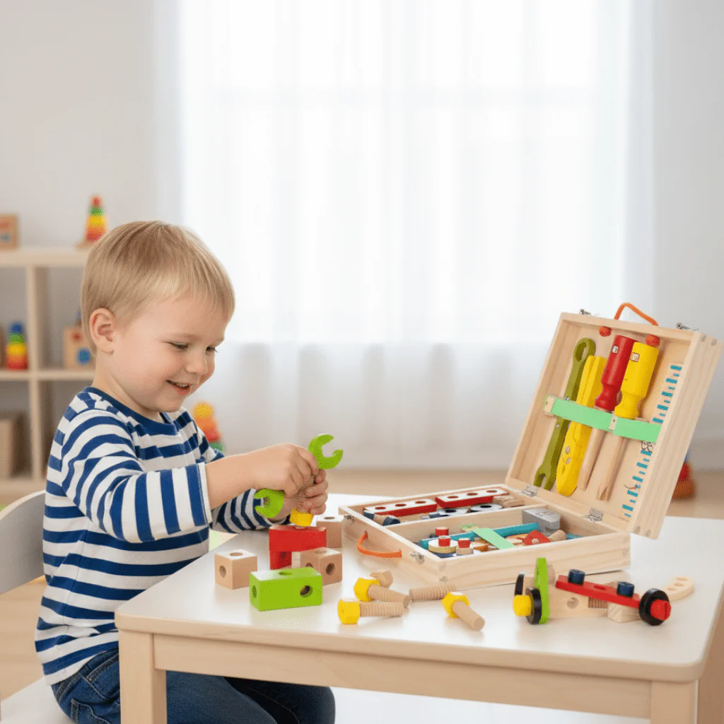 BUILDIBOX – Montessori wooden tool case for early construction skills - Image 2
