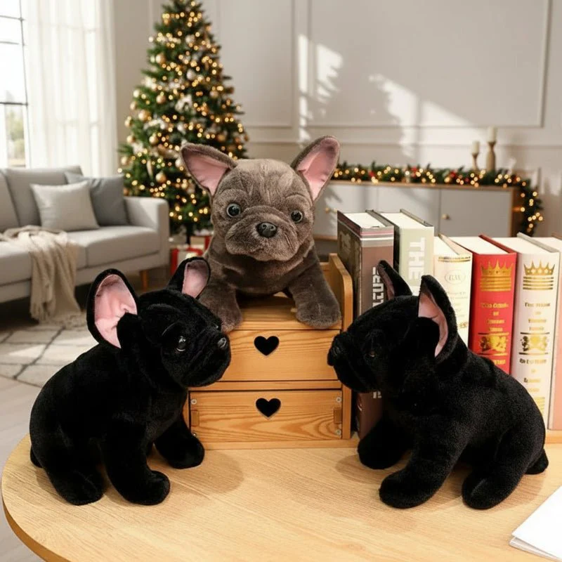 BULLDOFY – Realistic Bulldog Plush Toy (28 cm) in Black & Gray for Children and Animal Lovers - Image 3
