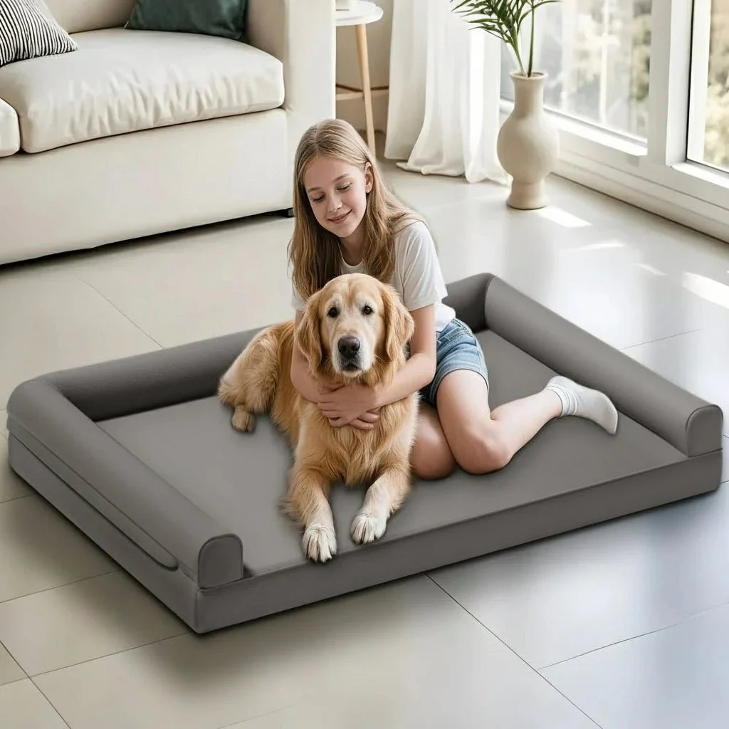 CALMDEN – Orthopedic dog sofa made of microfiber leather with waterproof bolster design - Image 2