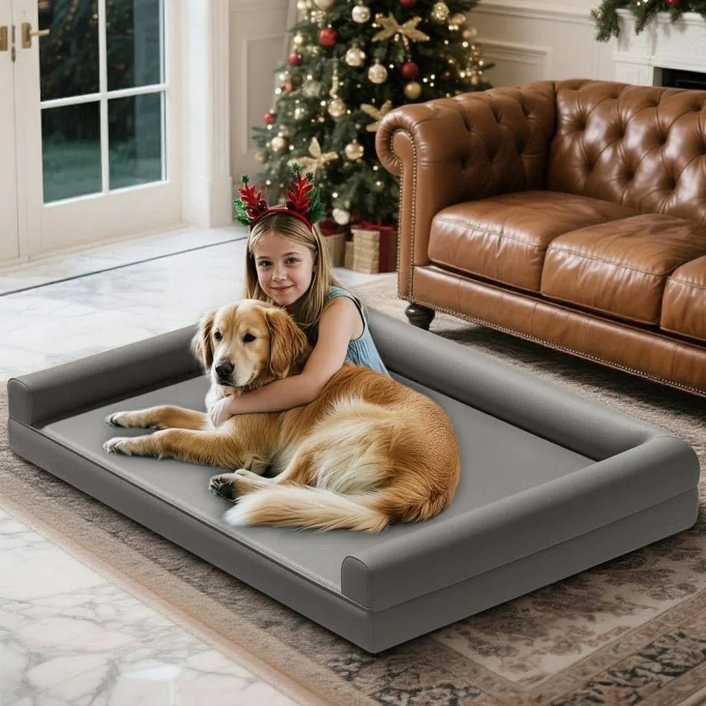 CALMDEN – Orthopedic dog sofa made of microfiber leather with waterproof bolster design - Image 3