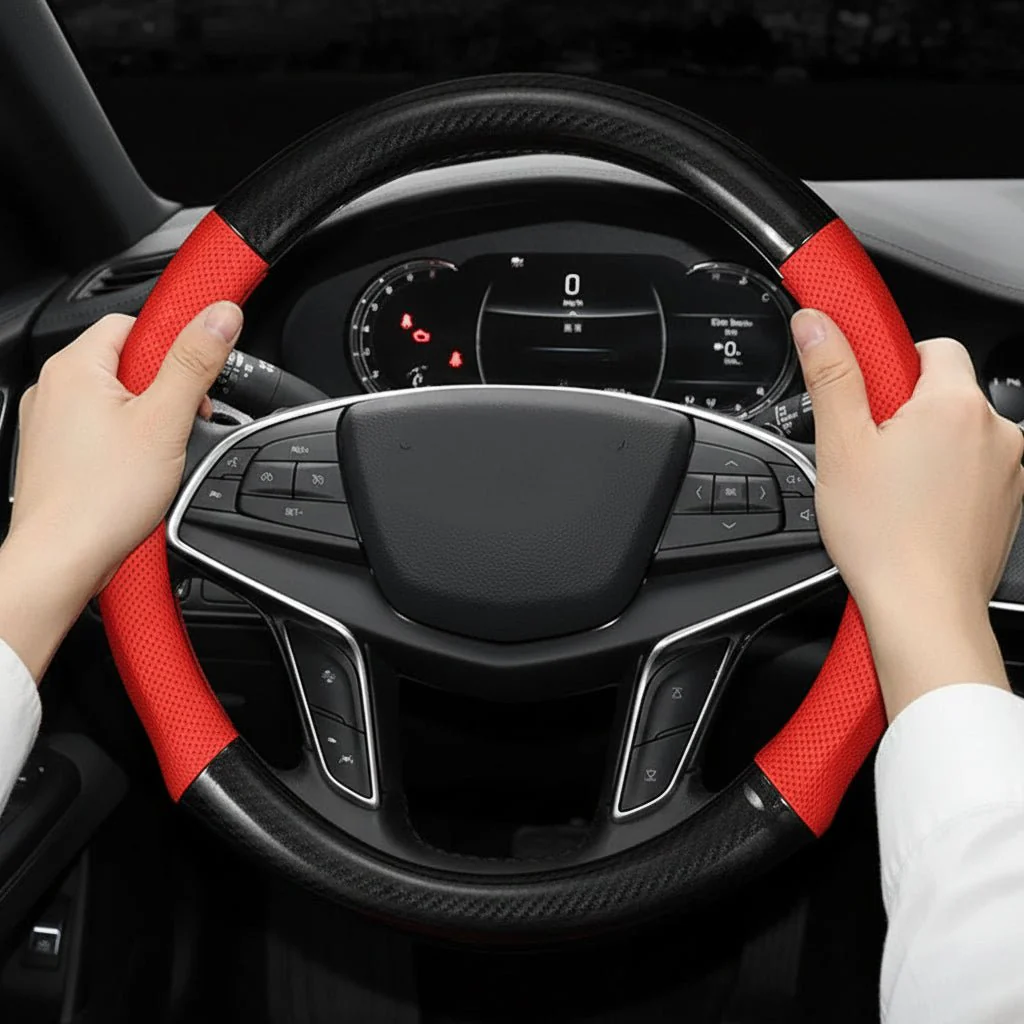 CARBONLUX – Steering wheel cover made of carbon fiber leather, non-slip and comfortable - Image 2