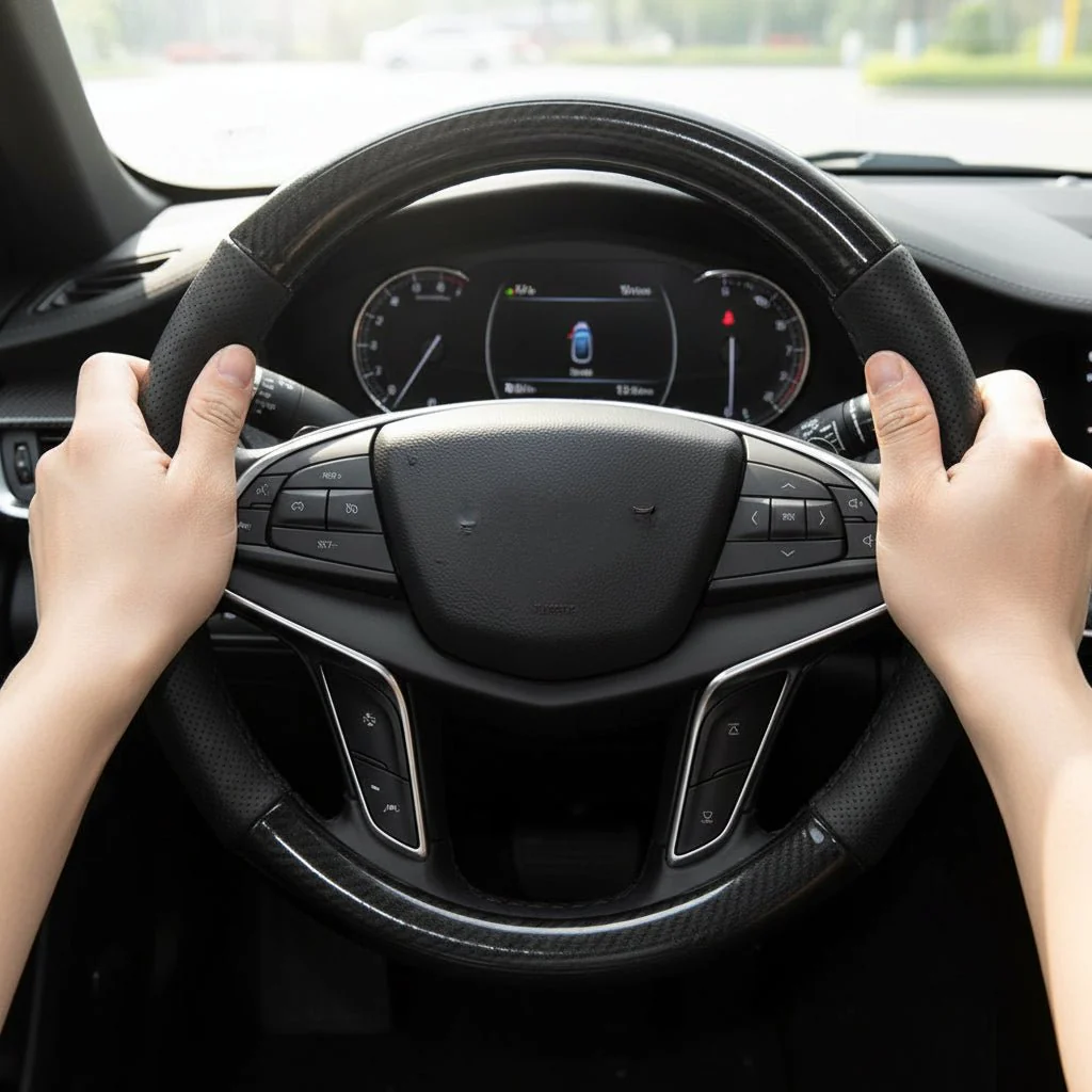 CARBONLUX – Steering wheel cover made of carbon fiber leather, non-slip and comfortable - Image 3