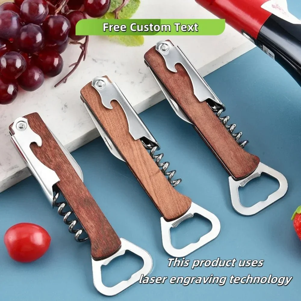 CASKWOOD – Personalized 3-in-1 Bottle Opener made of Wood & Stainless Steel for Wine & Beer - Image 3