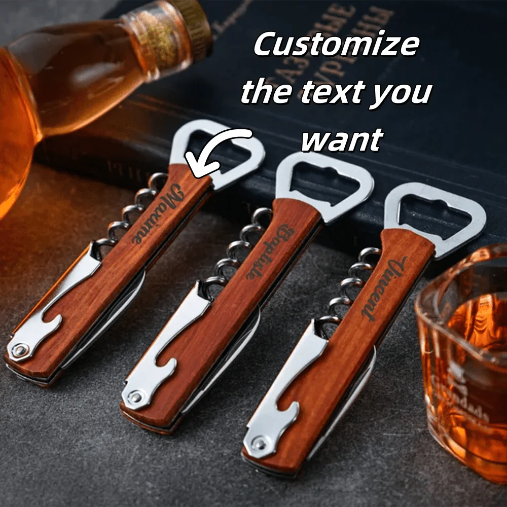 CASKWOOD – Personalized 3-in-1 Bottle Opener made of Wood & Stainless Steel for Wine & Beer - Image 5