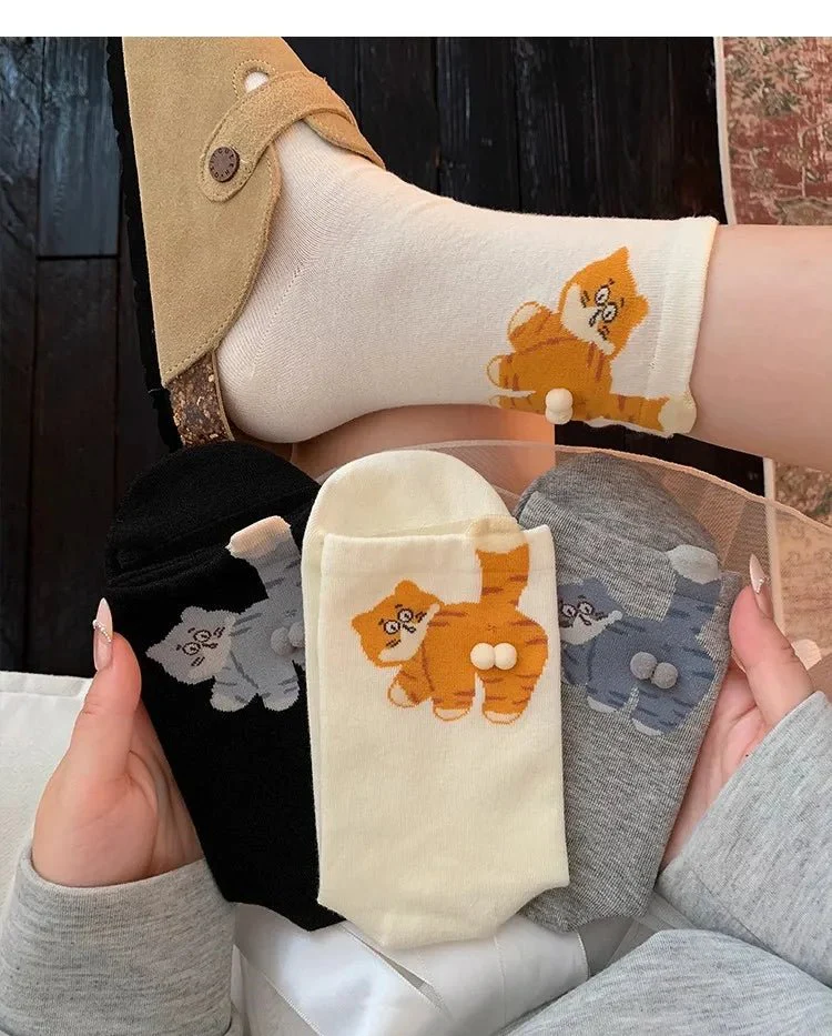 CATSTEP – Cozy cat-themed mid-tube socks, soft, breathable, unisex for all-day comfort - Image 9