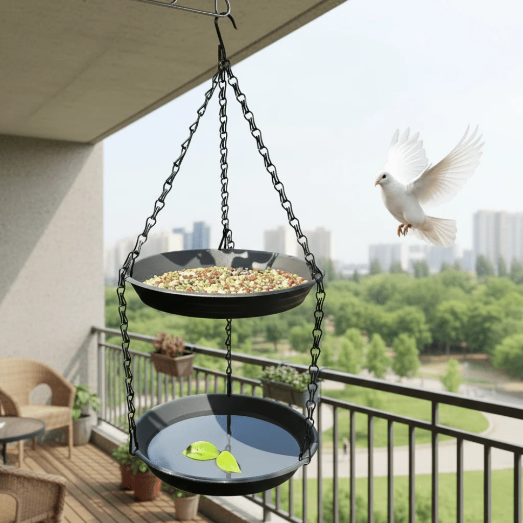 CHAINNEST – Hanging bird feeder with double plates and durable chain construction - Image 2