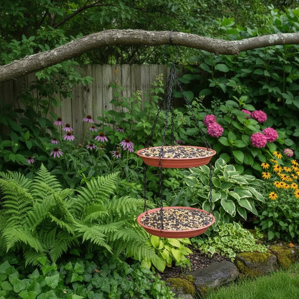 CHAINNEST – Hanging bird feeder with double plates and durable chain construction - Image 4