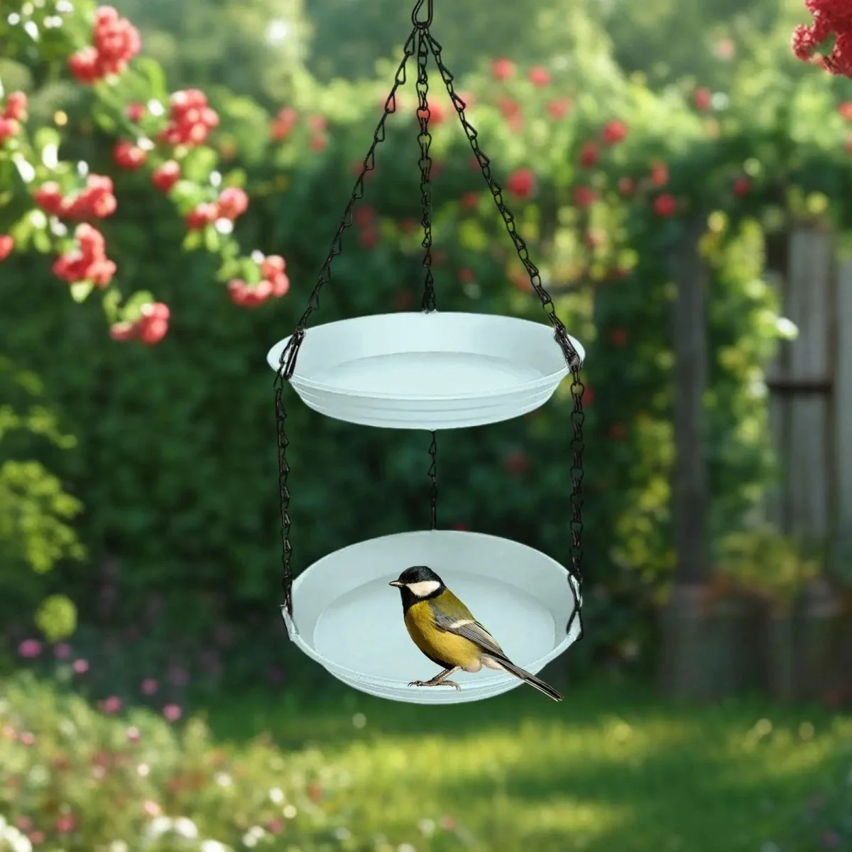 CHAINNEST – Hanging bird feeder with double plates and durable chain construction - Image 6