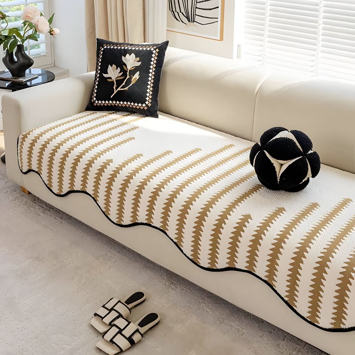 ChevronLuxe – Modern chenille sofa cover with stylish protection - Image 4