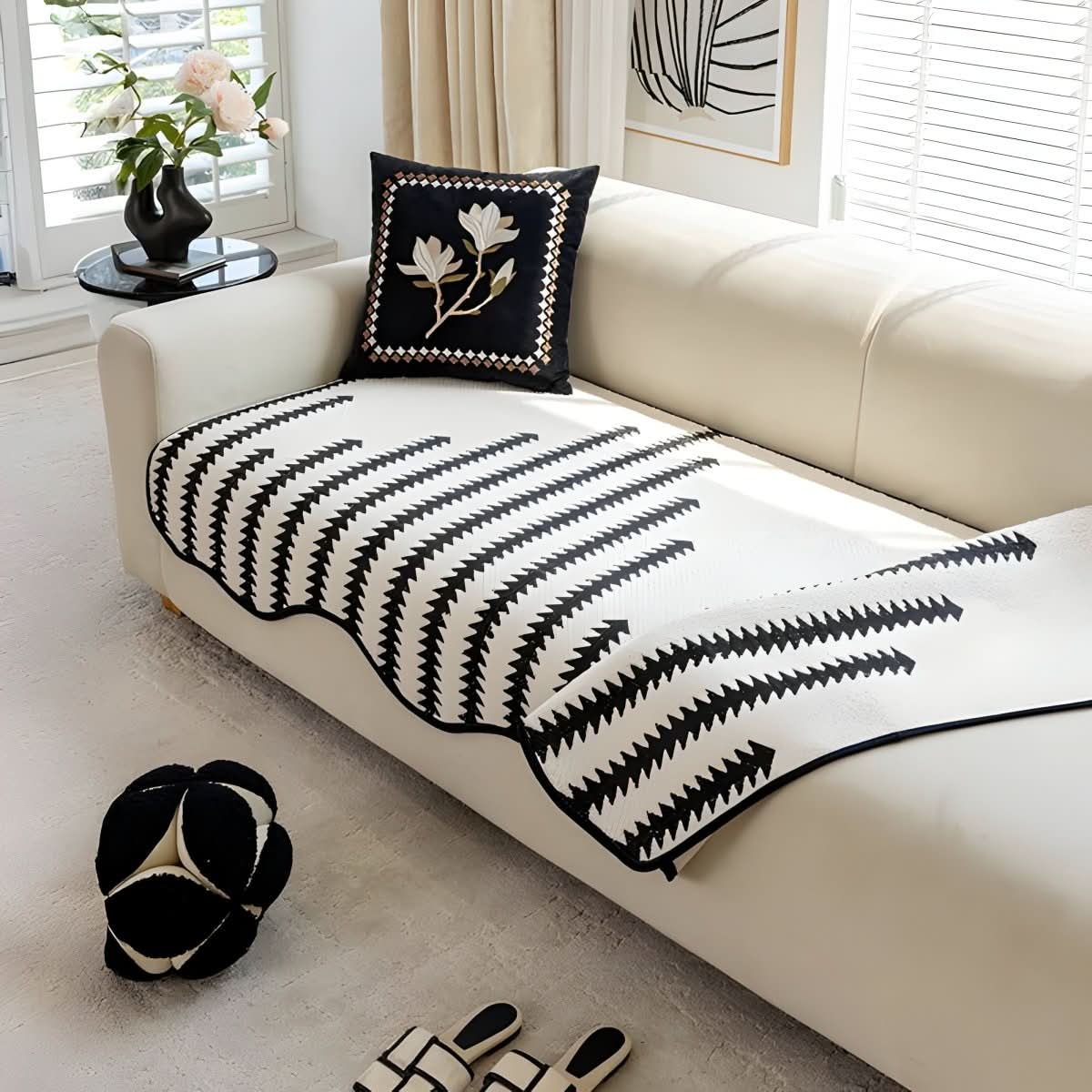 ChevronLuxe – Modern chenille sofa cover with stylish protection - Image 5