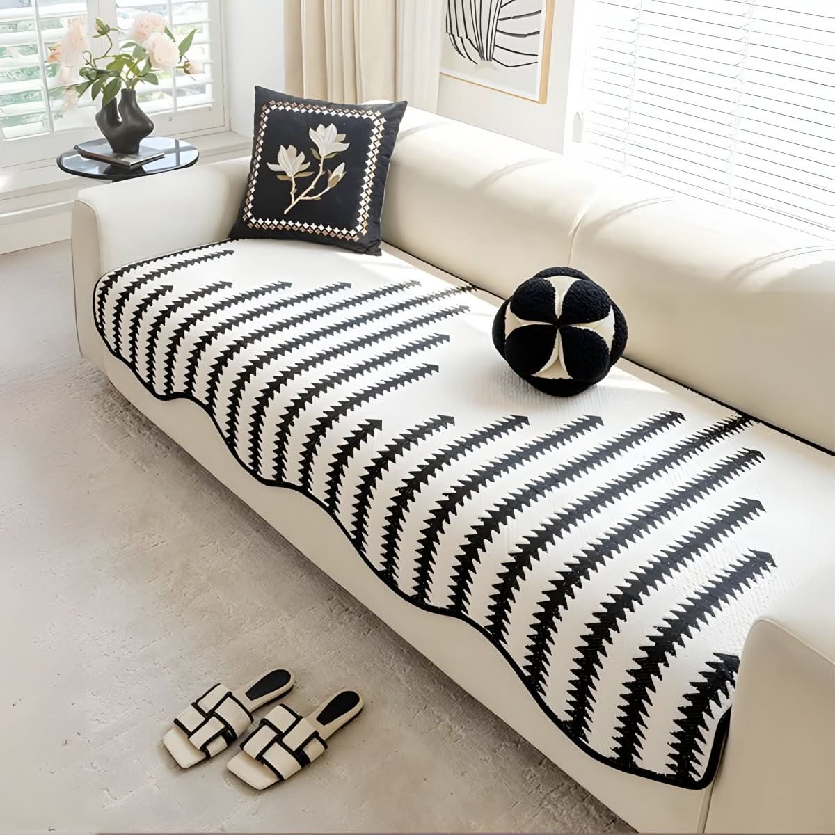ChevronLuxe – Modern chenille sofa cover with stylish protection - Image 7
