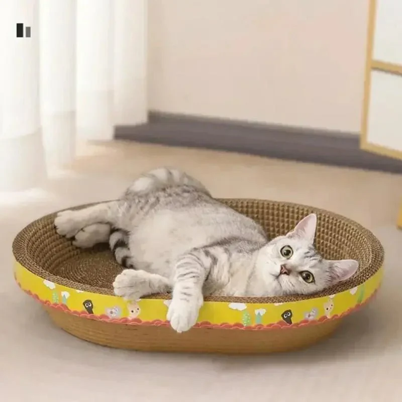 CLAWCRADLE – Multifunctional oval scratching board & lounging corrugated cardboard bed - Image 3