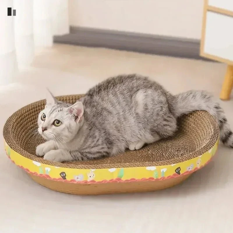 CLAWCRADLE – Multifunctional oval scratching board & lounging corrugated cardboard bed - Image 4